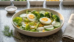 Sałatka z brokułem i jajkiem w sosie koperkowym – lekka, a sycąca