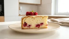 Wilgotne ciasto jogurtowe z malinami i polewą z białej czekolady – zawsze się udaje